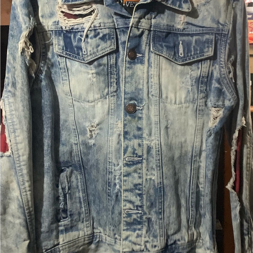Copper Rivet Distressed Denim Jacket
